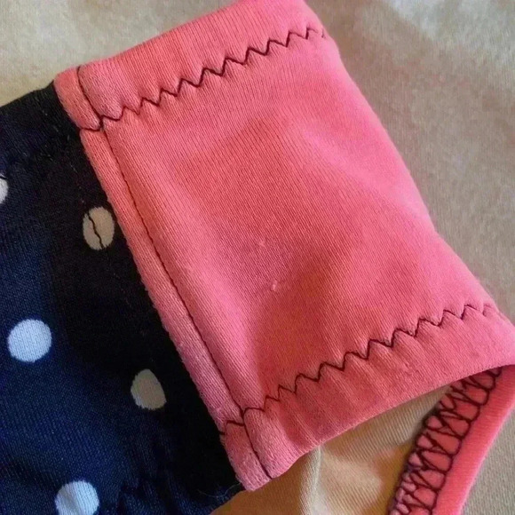 Crewcuts Youth Girl Bikini Bottom Size 12 Navy Blue/White Polka Dots & Peach - Picture 6 of 6